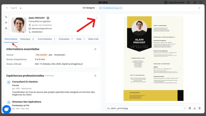 Fiche candidat