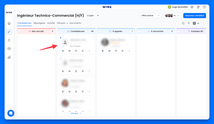 Nouveau candidat ajouté à mon offre d'emploi dans le Kanban