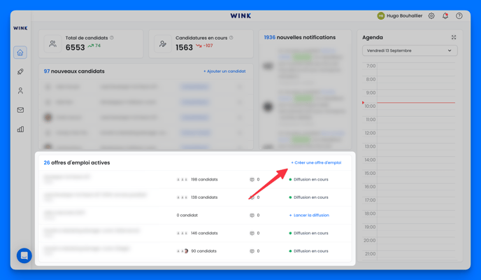 Créer une nouvelle offre d'emploi via mon tableau de bord