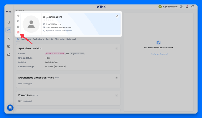 Supprimer un candidat depuis sa fiche candidat
