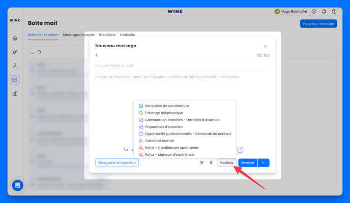 Envoyer un mail depuis un modèle de mail Wink