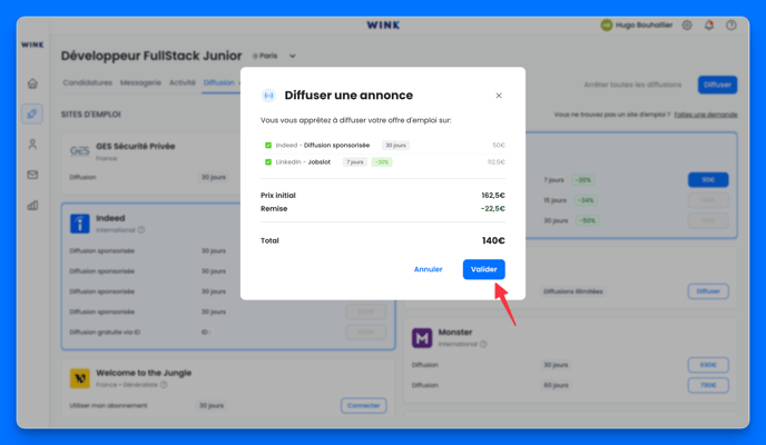 Diffuser mon offre d'emploi sur plusieurs sites d'emploi depuis Wink