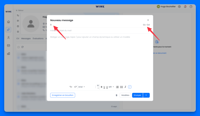 Envoyer un nouveau message depuis Wink