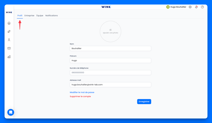 Modifier les informations de mon profil sur Wink